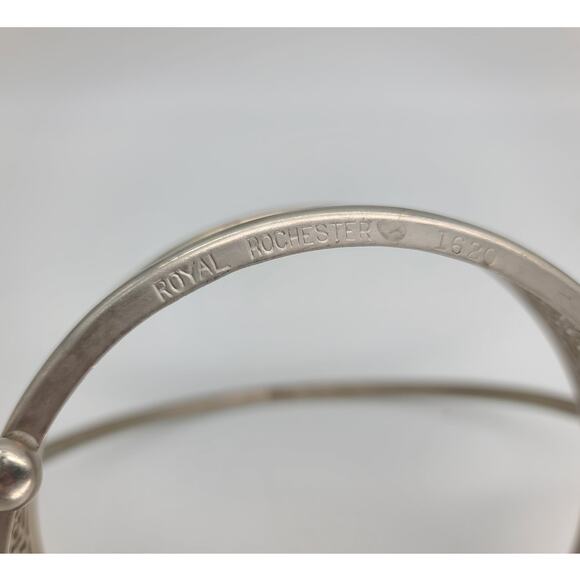 Vtg c1900s Heisey Glass Amber Bride Basket Royal Rochester Silver Repousse Stand - Picture 9 of 10